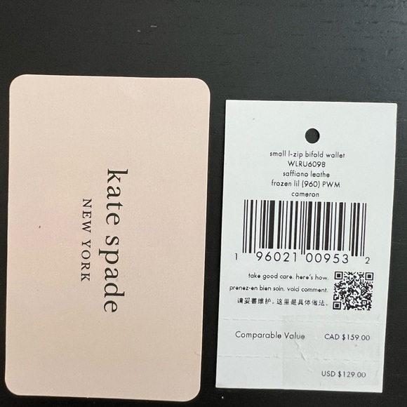 Kate Spade Small zip bifold wallet Cameron lilac - Picture 3 of 6